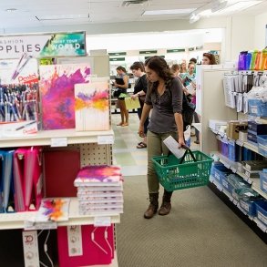 A student shops in the bookstore