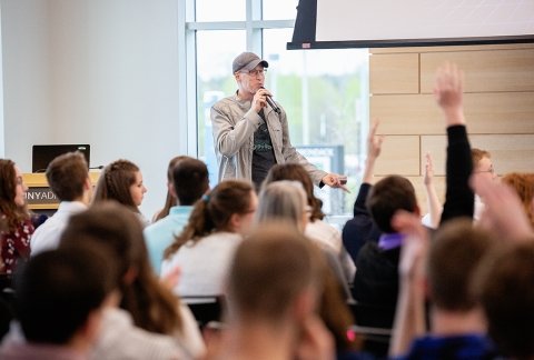 Local high school students attend an event